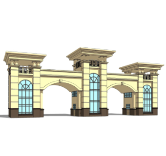 欧式小区门头su模型