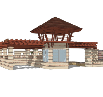 欧式小区门头su模型