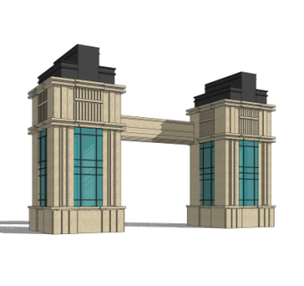 新古典小区门头su模型