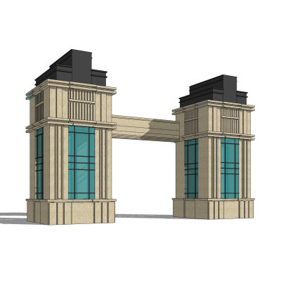 新古典小区门头su模型