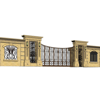 新古典小区门头su模型