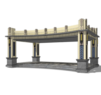 新古典小区门头su模型