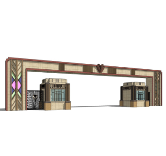 新古典小区门头su模型