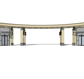 新古典小区门头su模型