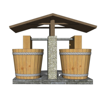 中式水桶小品su模型