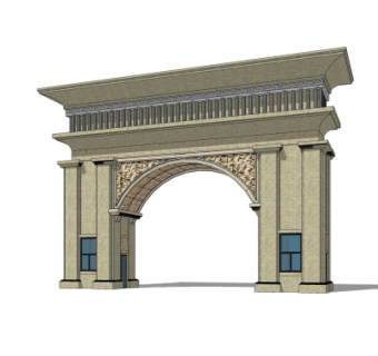 新古典小区门头su模型