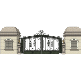 欧式小区门头su模型