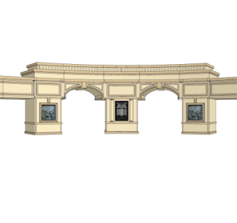 新古典小区门头su模型