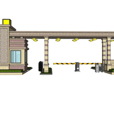 新古典小区门头su模型