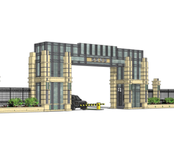 新古典小区门头su模型