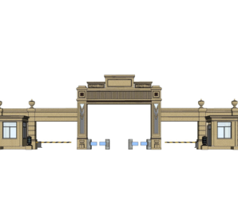 新古典小区门头su模型