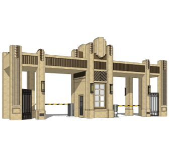 新古典小区门头su模型