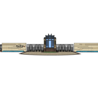 新古典小区门头su模型