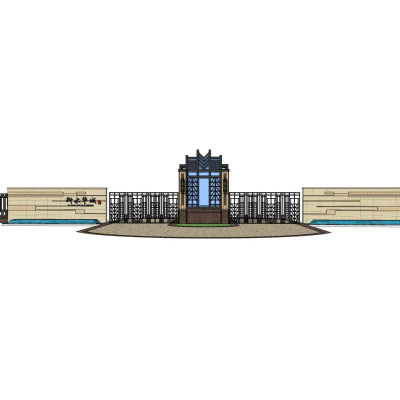 新古典小区门头su模型