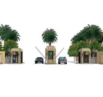 新古典小区门头su模型