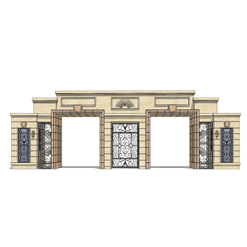 新古典小区门头su模型