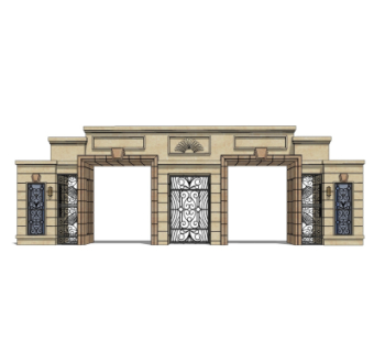 新古典小区门头su模型