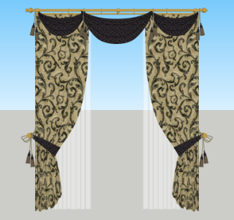 现代窗帘su模型