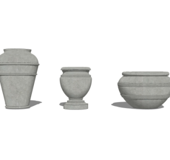 中式陶罐水缸su模型