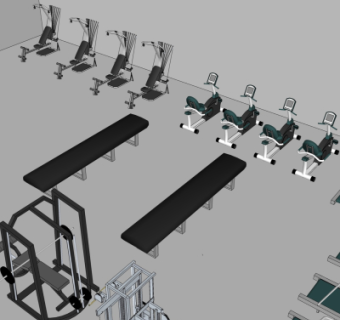 现代健身器材su模型