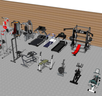 现代健身器材su模型