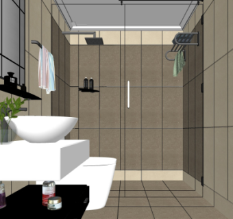 现代浴室卫生间su模型