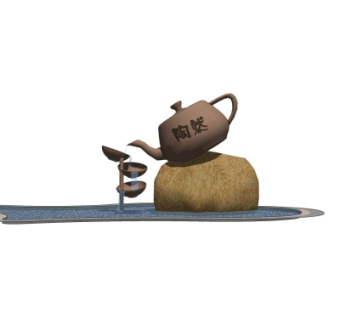 中式茶壶流水小品su模型