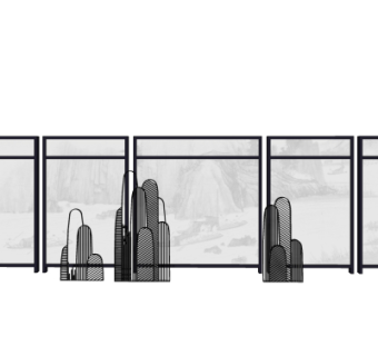 中式景观墙su模型