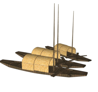 中式渔船su模型