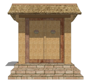 自然风茅草入户门su模型