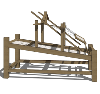 中式织布机su模型