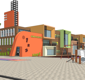 现代幼儿园su模型