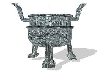中式青铜鼎su模型