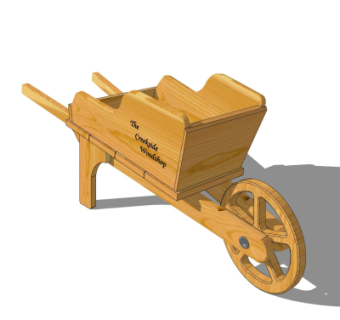 中式实木单轮推车su模型
