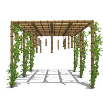 中式廊架免费su模型