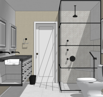 现代浴室卫生间su模型