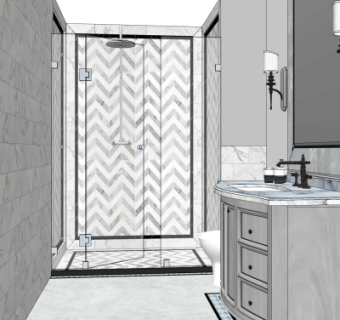 简欧浴室卫生间su模型