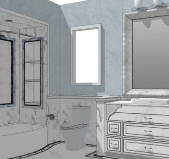 简欧浴室卫生间su模型