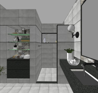 现代浴室卫生间su模型