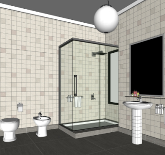 现代浴室卫生间su模型