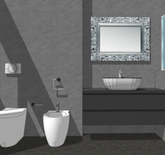 现代浴室卫生间su模型