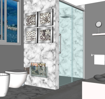 现代浴室卫生间su模型