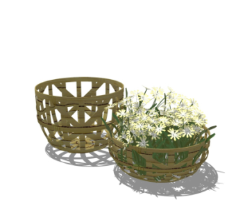 现代竹编花篮su模型