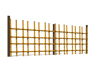 现代竹子<em>栏杆</em>su模型