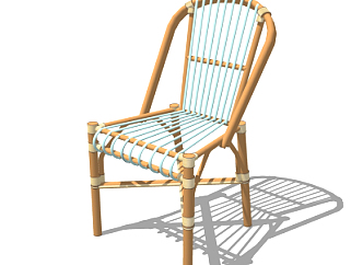 现代竹制户外椅su模型