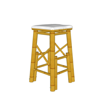 自然风竹制吧凳su模型