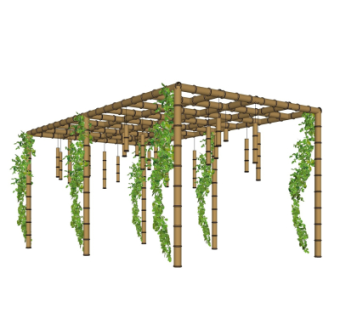 现代竹子廊架su模型