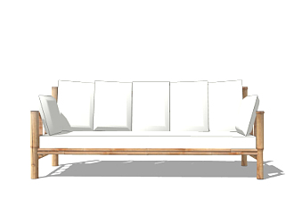 现代竹编户外沙发su模型