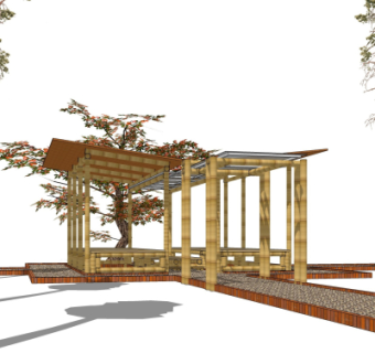 现代竹子廊架su模型