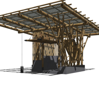 现代竹亭su模型